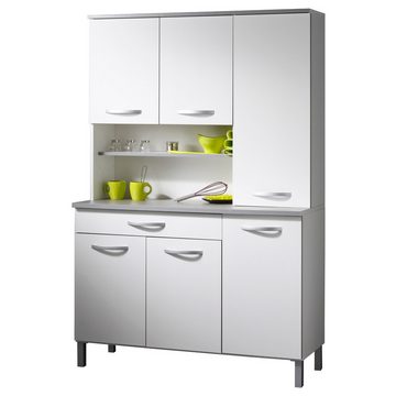 Parisot Küchenbuffet Spring (Buffetschrank 120 x 180 cm, weiß) 6-türig, mit breitem Auszug