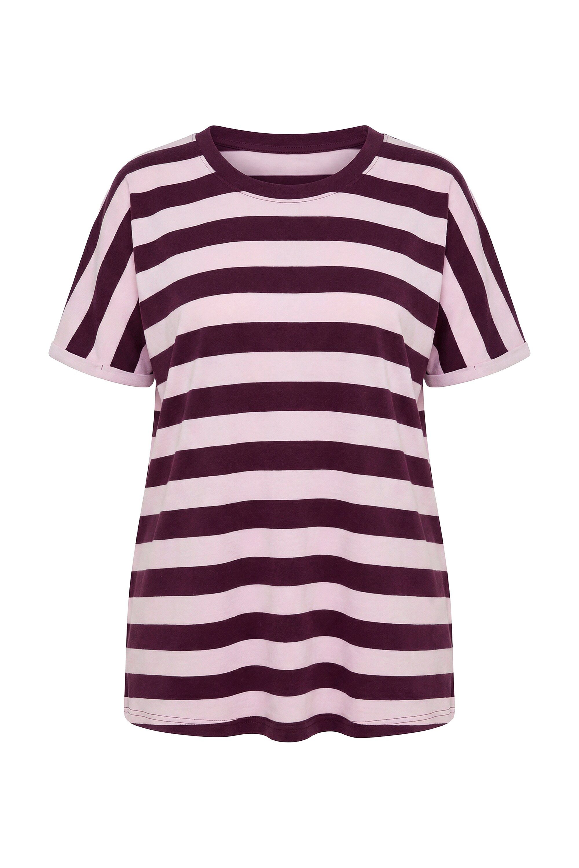 Ulla Popken T-Shirt T-Shirt Ringel Oversized Rundhals Halbarm