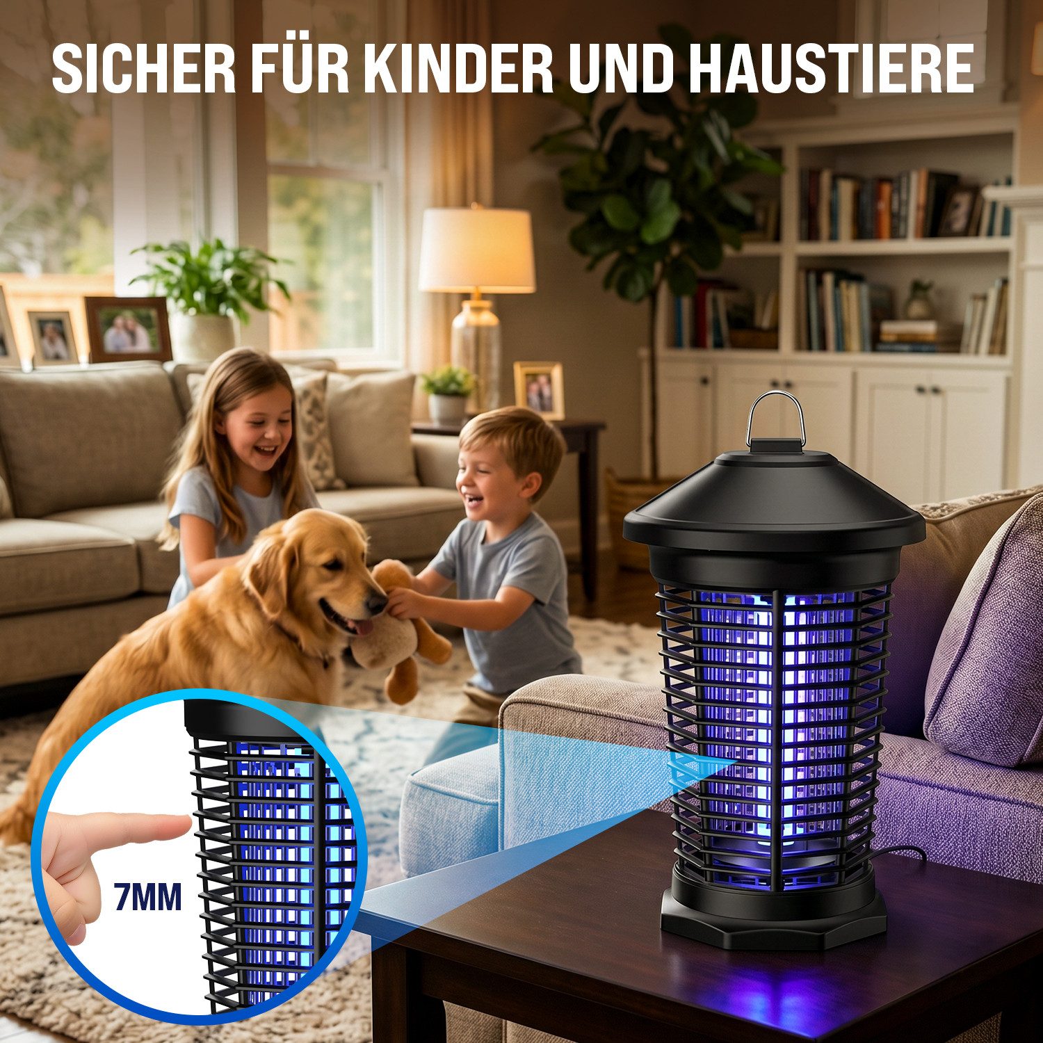 ANYSUN Ultraschall-Tierabwehr Insektenvernichter elektrisch Mückenlampe 4000V UV-Lampe Insektenfalle, 1-tlg., Fliegenfalle elektrisch mückenfalle für Innen