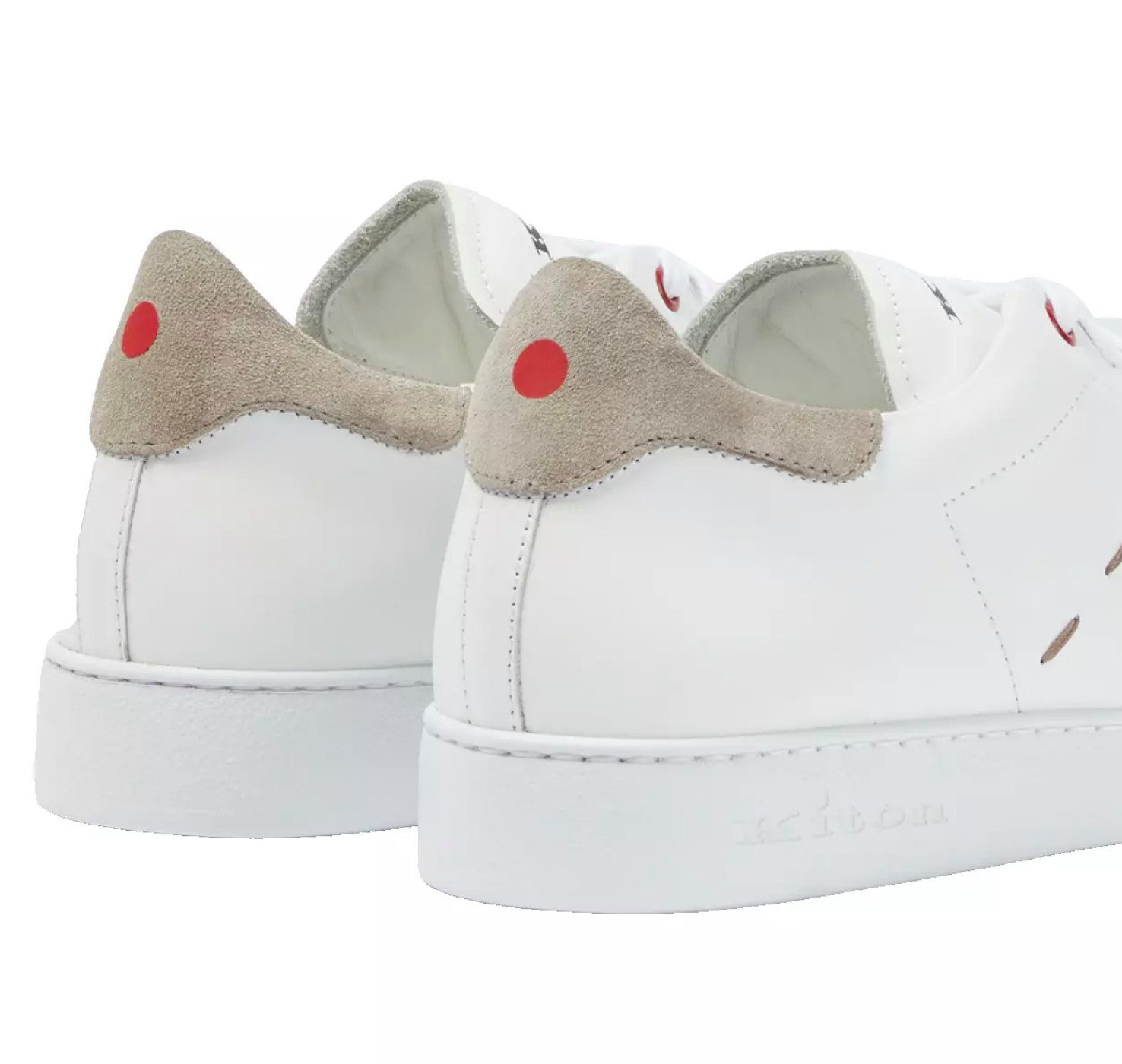 Kiton Top-Stitched Leder Ciro Paone Sneakers Sneaker Branding auf der Zunge, Fersenkappe aus weichem Wildleder