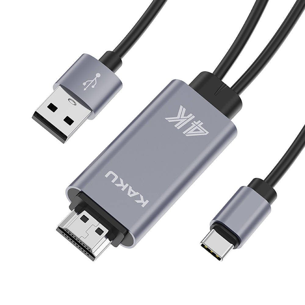 Kaku 4K HDMI Adapter auf USB-C Audio & Video HD Kabel Bildschirm grau HDMI- Adapter