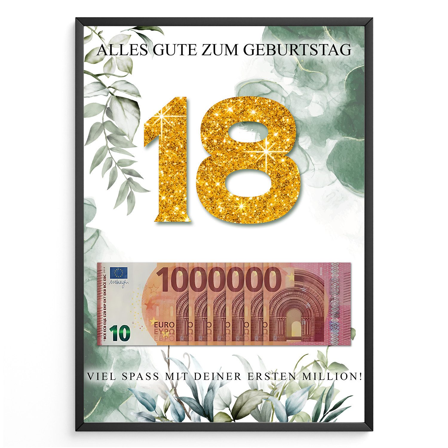 Tigerlino Poster Geldgeschenk Geburtstag Männer Frauen Geburtstagsgeschenk, 18. Geburtstag