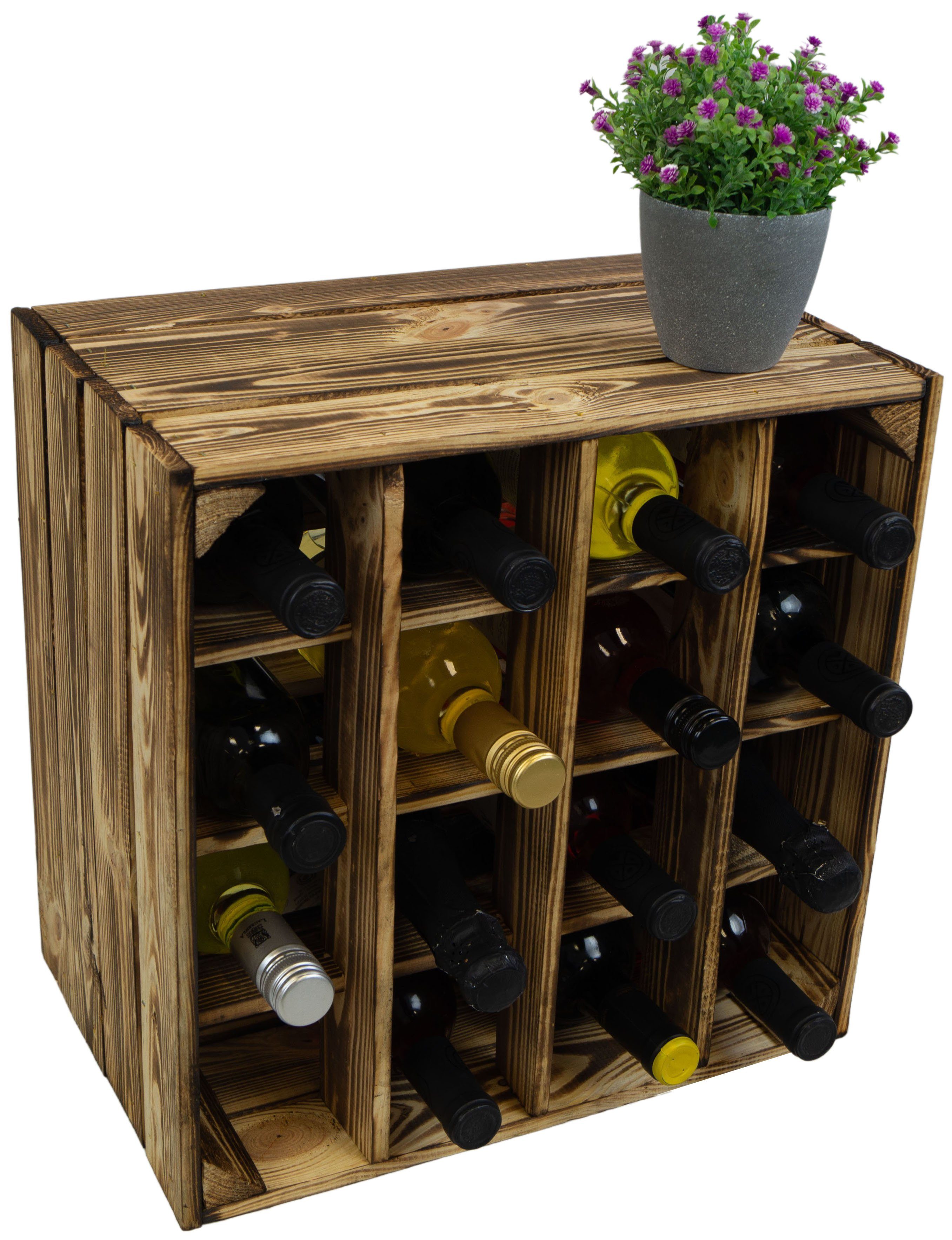 Kistenkolli Altes Land Allzweckkiste Geflammtes Weinregal 16er 40cmx40x27cm günstig online kaufen