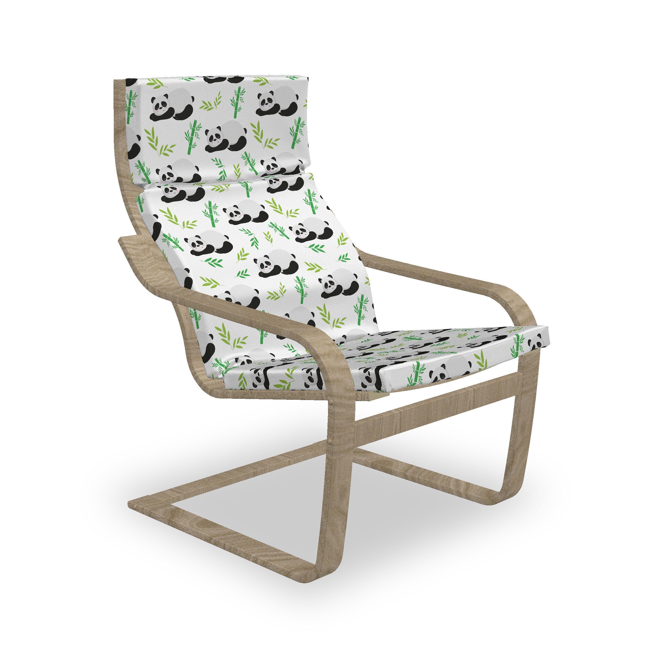 Abakuhaus Stuhlkissen Sitzkissen mit Sleeping Hakenschlaufe Stuhlkissen Reißverschluss, Kräutern Tiere und Bambus Panda mit