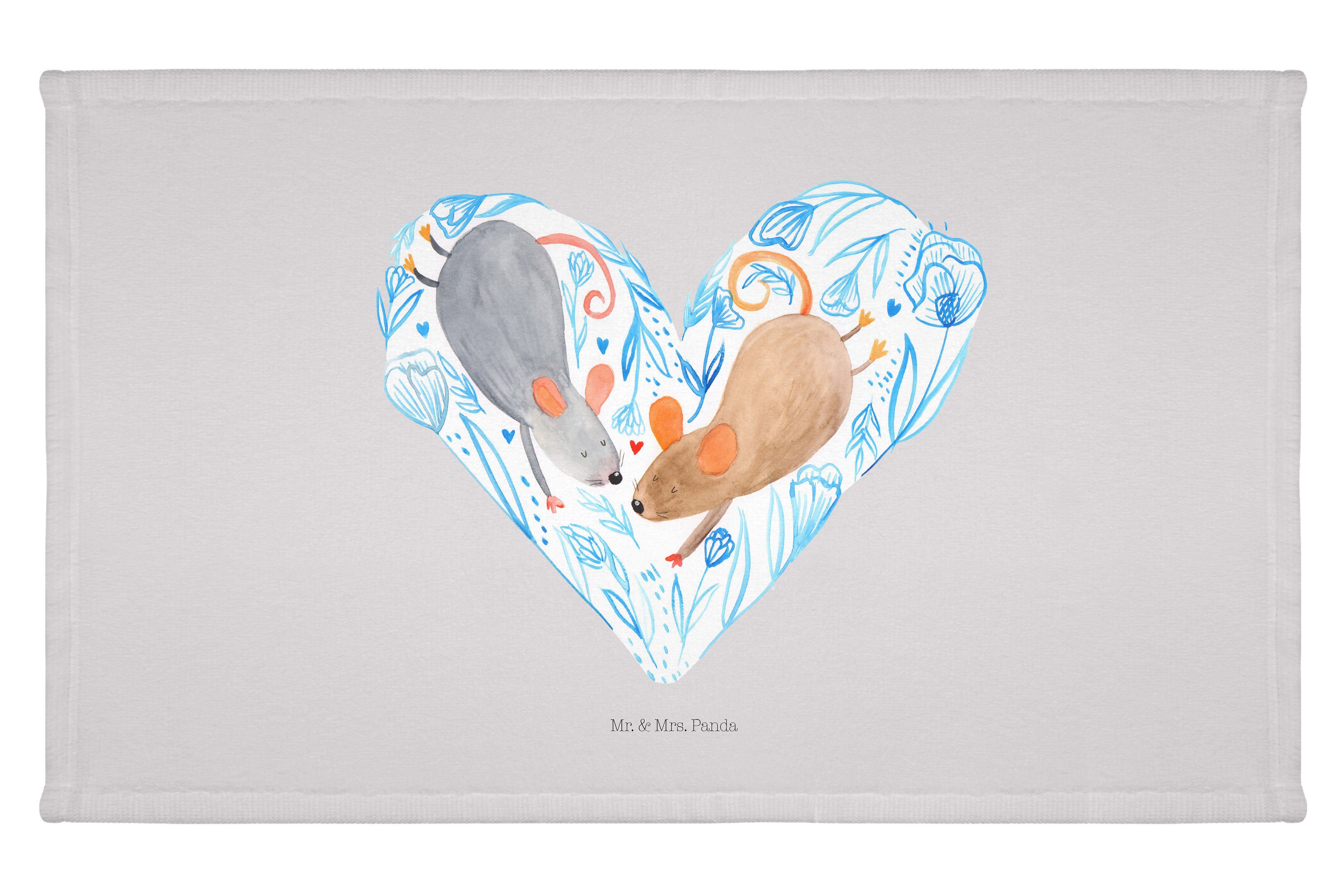 Grau Herz Mr. Pastell & Geschenk, zweit, Frottier, zu - Mäuse (1-St) Mrs. Handtuch Verlobung, Panda -
