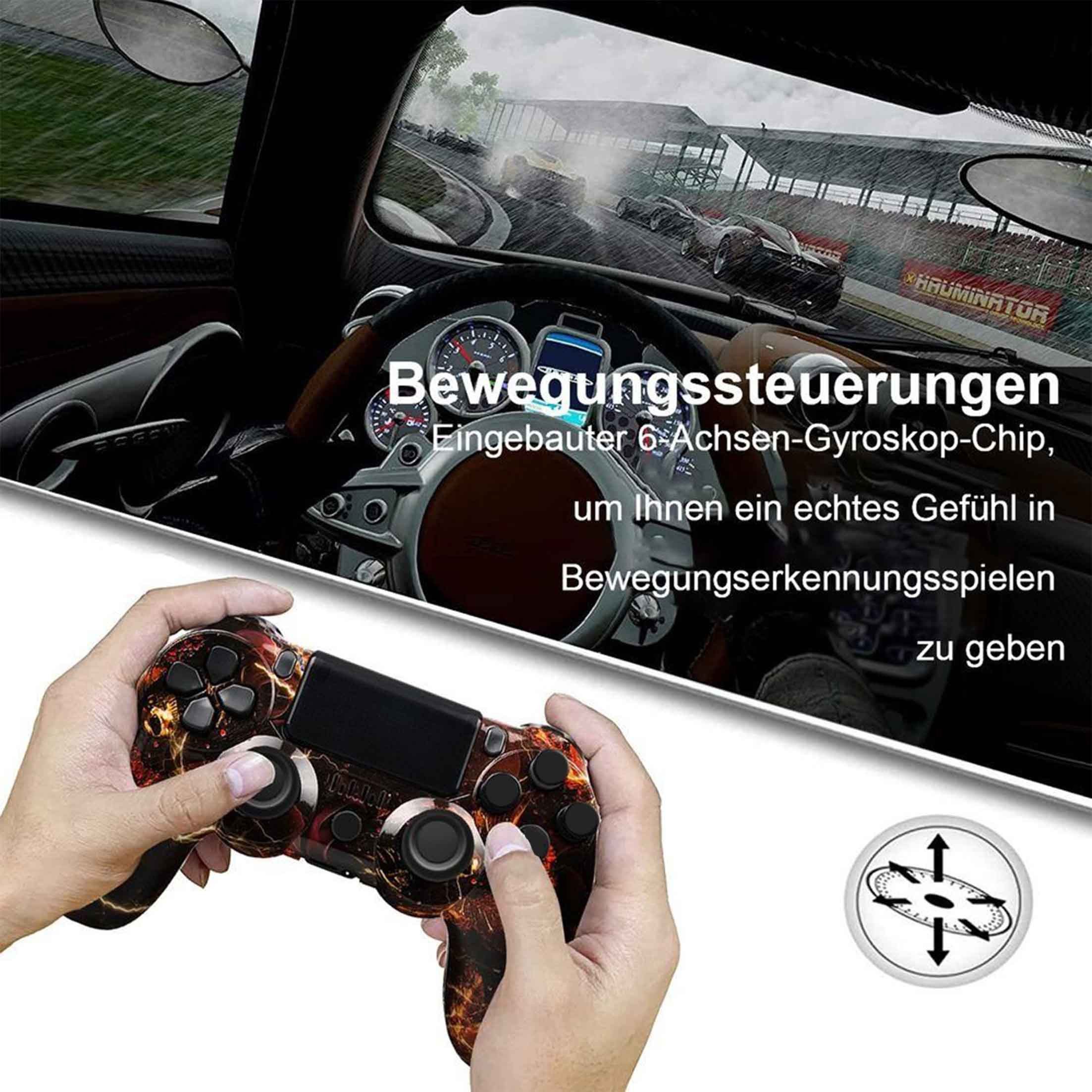 KINSI Wireless Gamepad, Controller, Bluetooth, für PS4 PlayStation 4-Controller (Doppelte Vibration, wiederaufladbare Batterie)