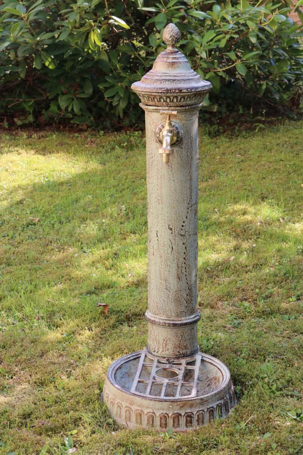 Aubaho Gartenbrunnen Eisen 78cm Waschbecken Standbrunnen grün Waschplatz Antik-Stil Brunnen