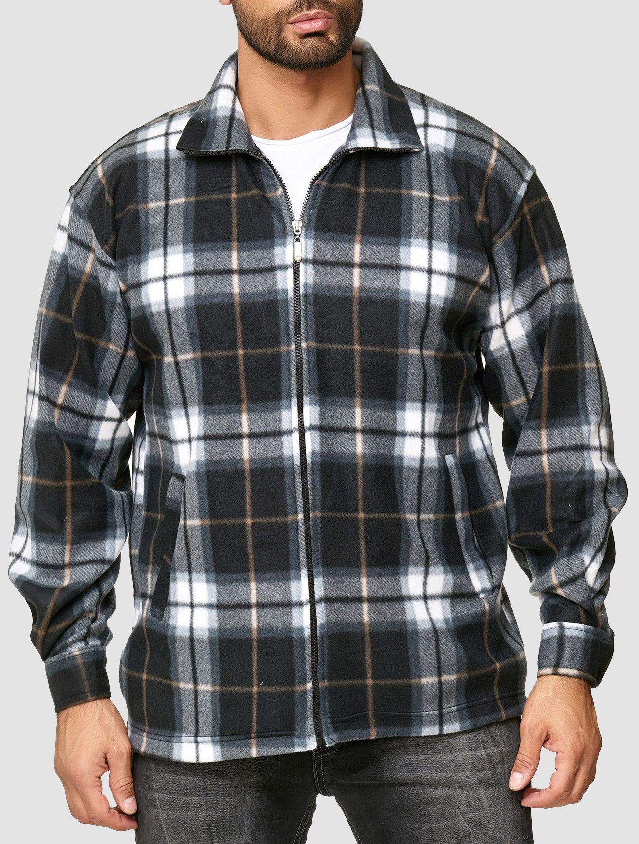 Egomaxx Blouson Fleece Holzfäller Karierte Arbeitsjacke günstig online kaufen