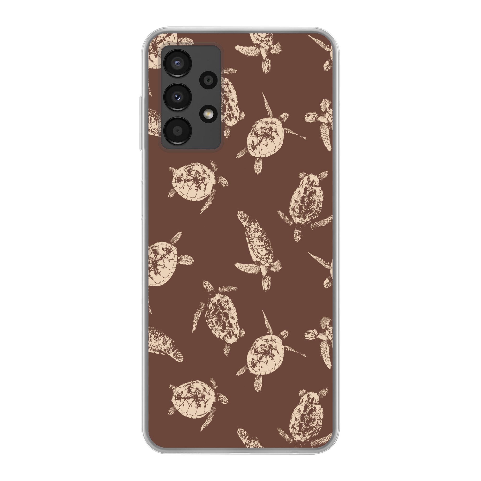 MuchoWow Handyhülle für Samsung Galaxy A13 4G Schildkröten - Muster - Braun - Beige, Smartphone-Bumper, Print, Handy Schutzhülle Dünn