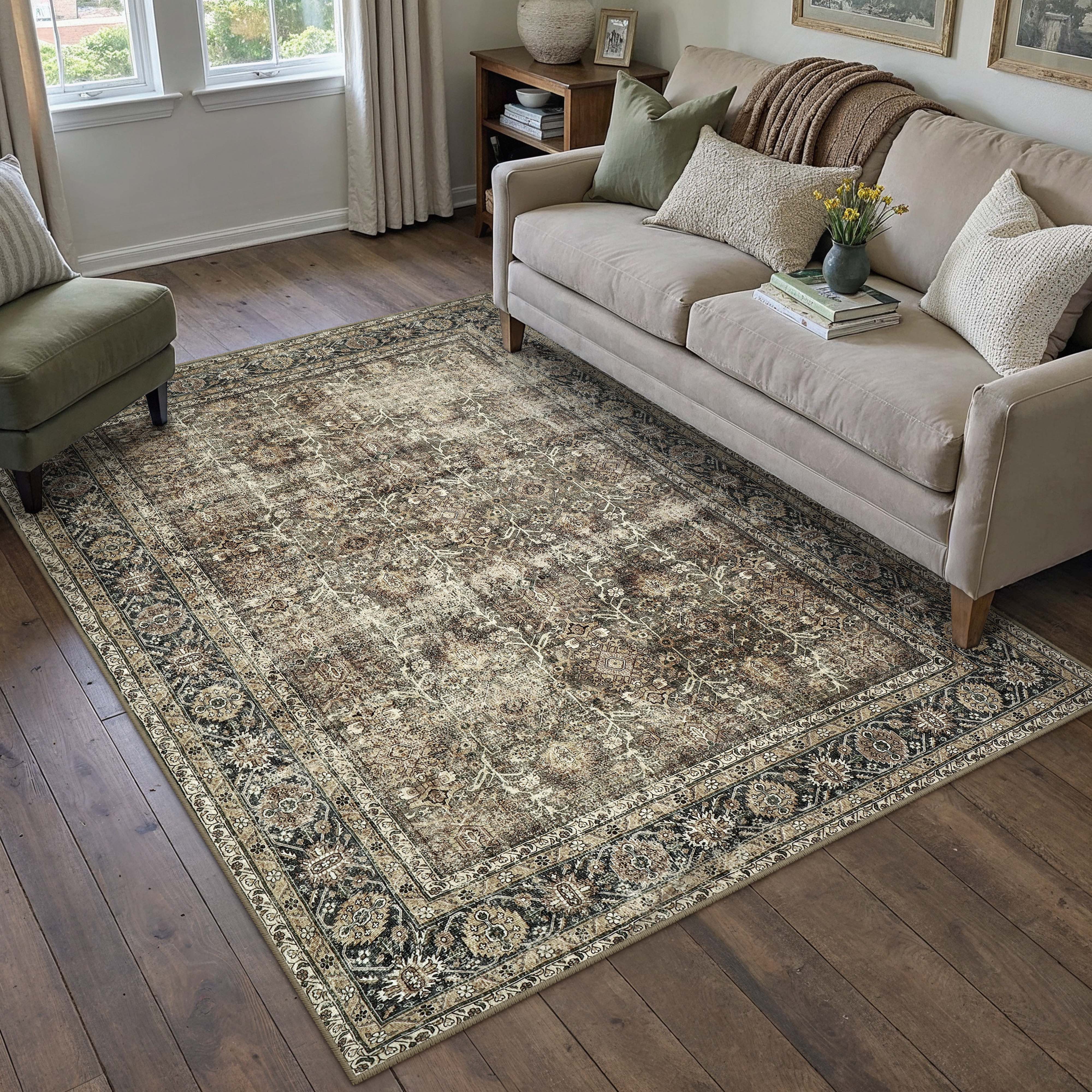 PURECOZY Teppich Wohnzimmerteppich, rutschfester Teppich, Vintage Stil, rechteckig, Höhe: 5 mm, geeignet für verschiedene Innenräume, 80x150cm