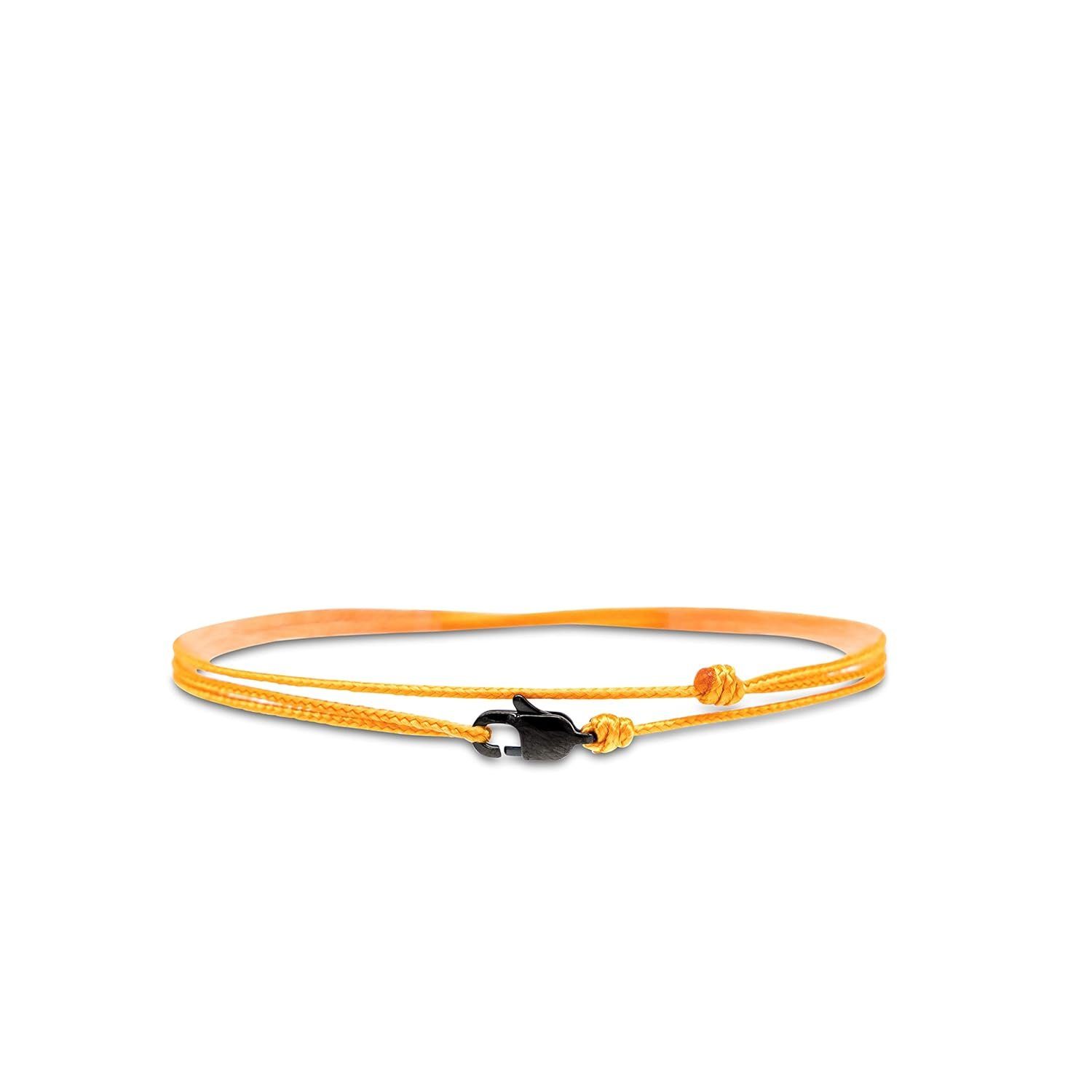 Made by Nami Wickelarmband Minimalistisches Armband mit Karabinerhaken Herren Armband Damen, Maritimes Armband Wasserfest & Verstellbar Orange u Schwarz