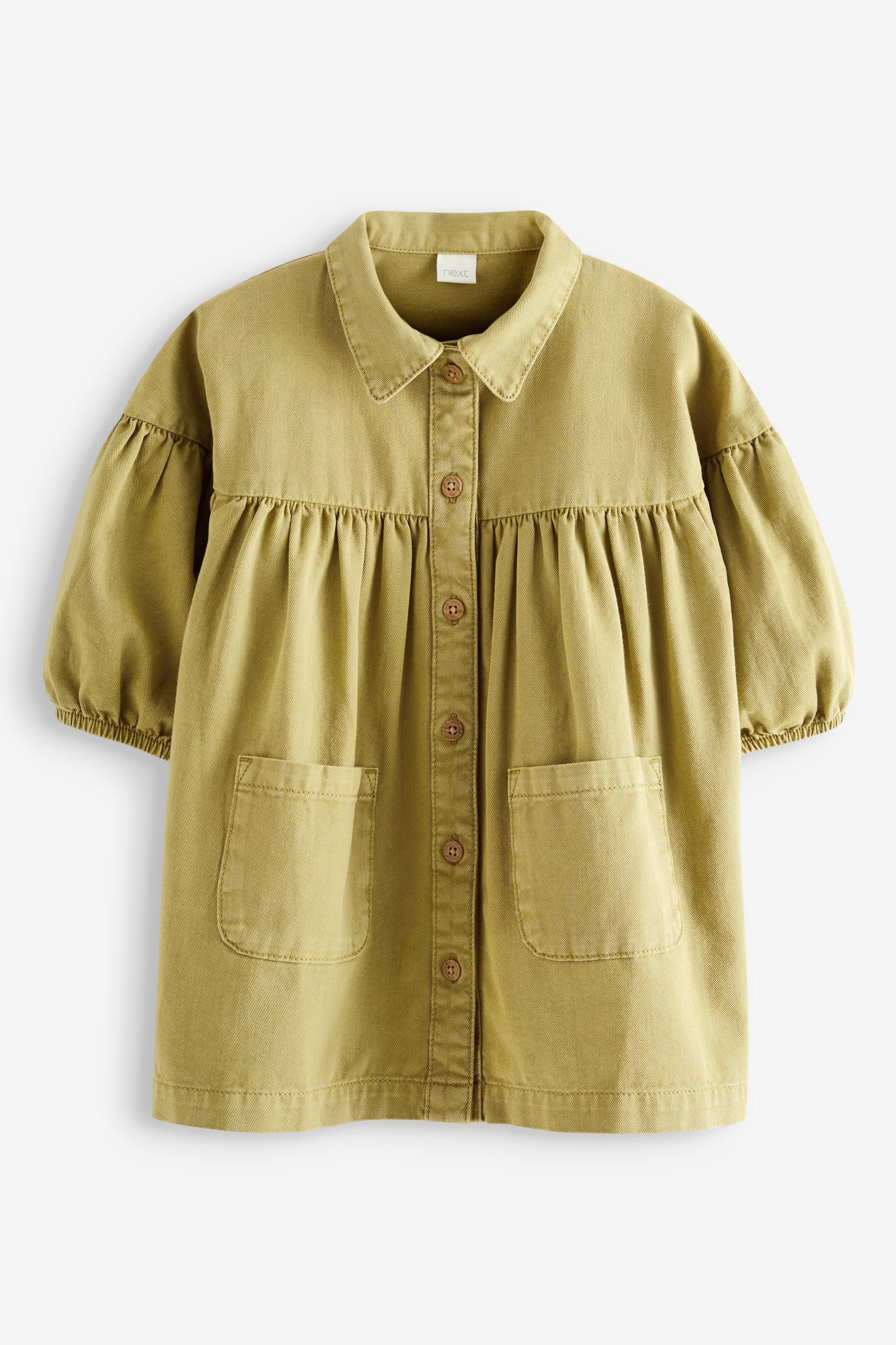 Next Blusenkleid Hemdkleid aus Baumwolle (1-tlg) Olive Green