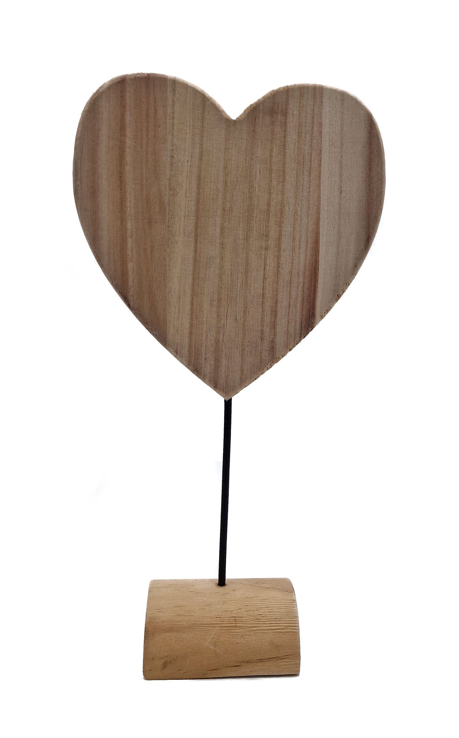 Spetebo Dekoobjekt Holz Herz Deko Aufsteller natur - 37 cm, Romantische Tischdekoration mit Standfuß