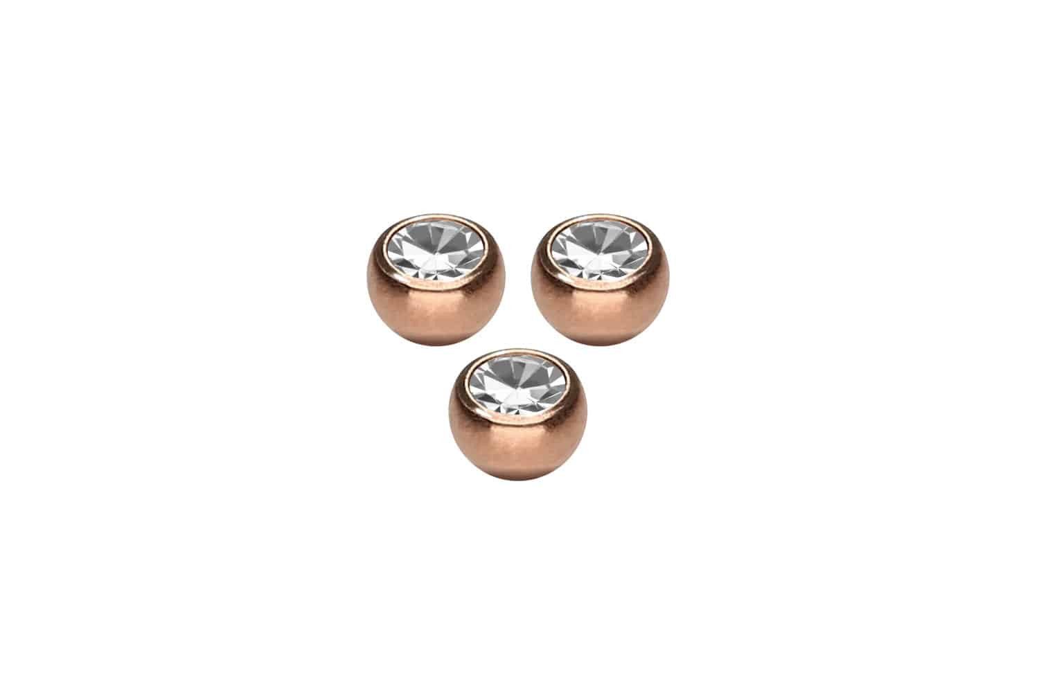 PIERCINGLINE Piercing-Set SET Chirurgenstahl Schraubkugel KRISTALL (Schraub-Aufsätze, 3er SET2 = 1,2 mm Gewinde)