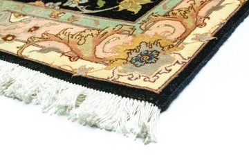 Wollteppich Täbriz Teppich handgeknüpft schwarz, morgenland, rechteckig, Höhe: 10 mm