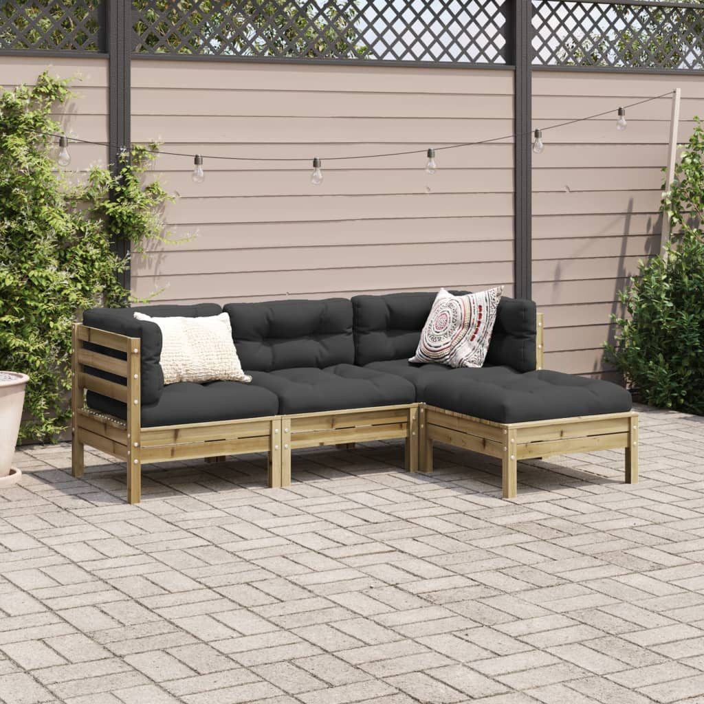 vidaXL Gartenlounge-Set 4-tlg. Garten-Sofagarnitur mit Kissen günstig online kaufen
