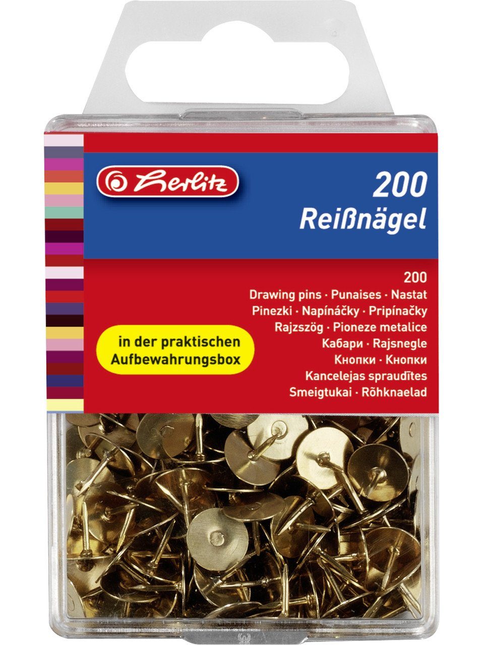 Herlitz Collegeblock herlitz Reißnägel rund messing 200 Stück, Ø 9 mm