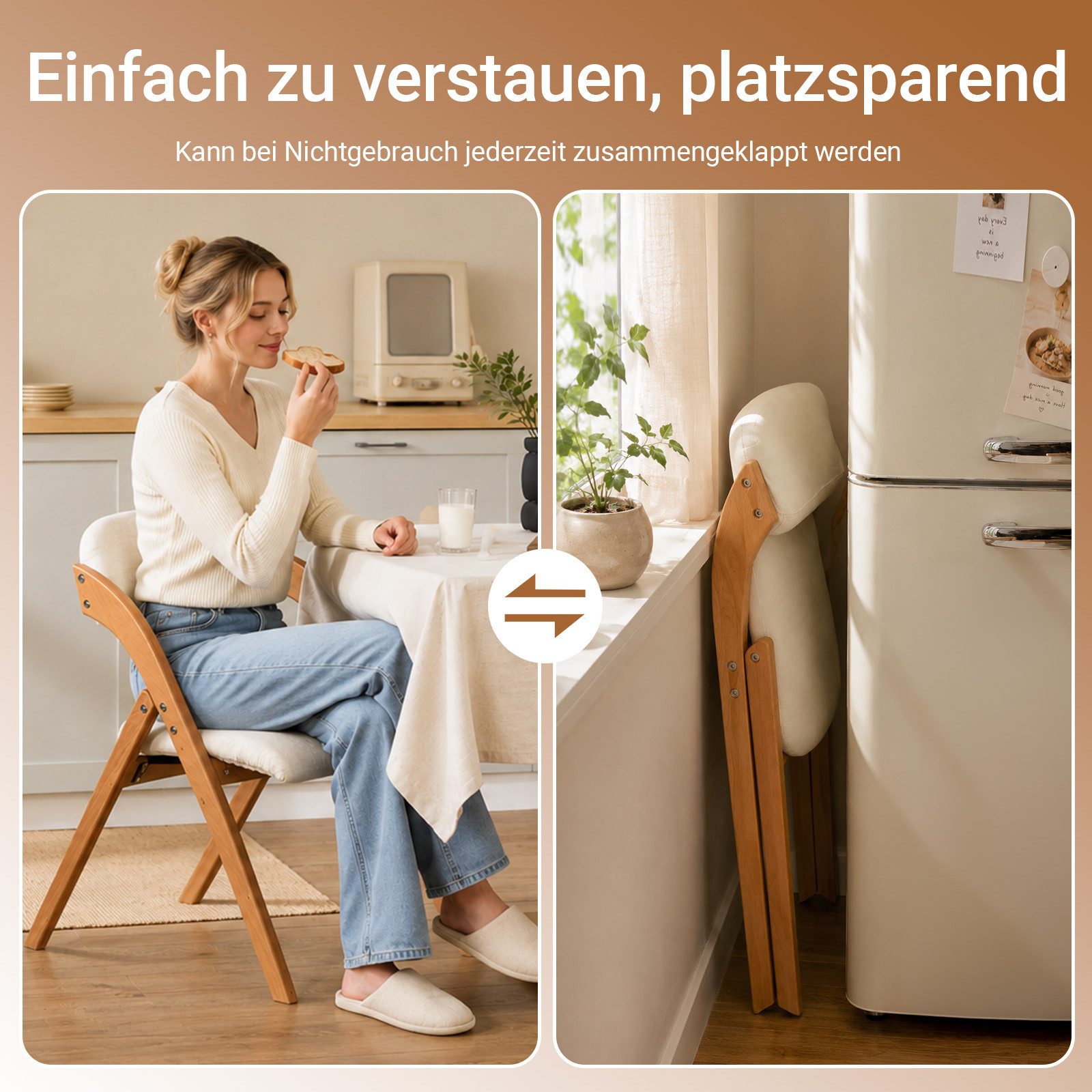 SoBuy Klappstuhl FST92, Esszimmerstuhl Gartenstuhl Klappbar, Küchenstuhl, Holzstuhl, Klappstuhl mit Rückenlehne, bis 120 kg Belastbar, für Balkon & Küche