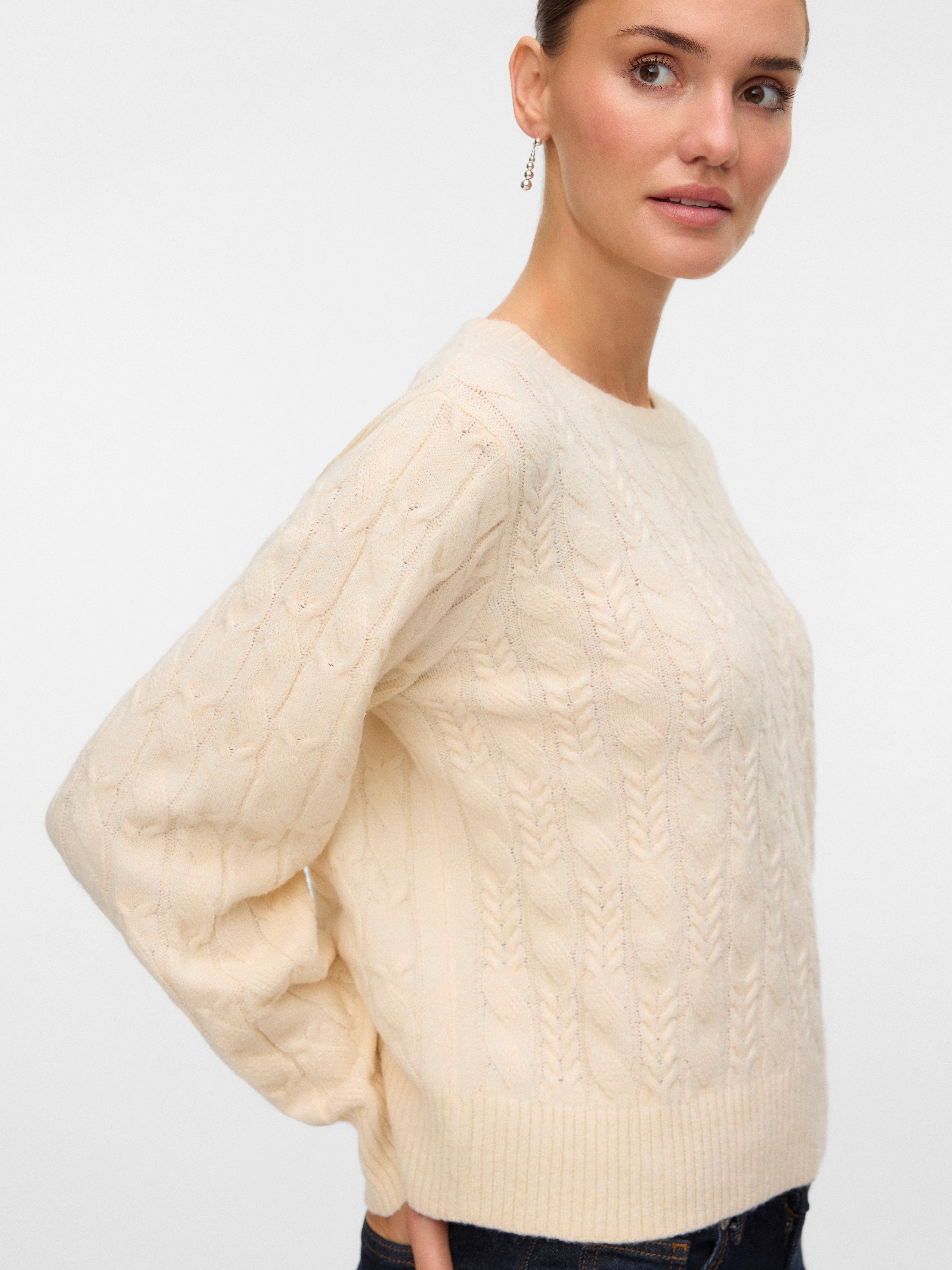 Vero Moda Strickpullover VMARIES LS O-NECK CABLE PULLOVER BF mit Zopfstrick günstig online kaufen