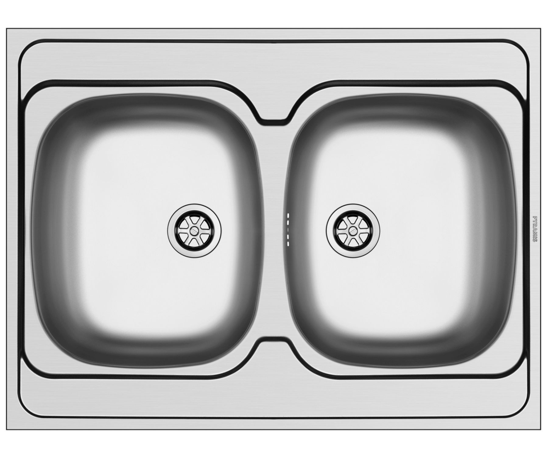 Pyramis Küchenspüle Küchenspüle 80x60cm Auflagespüle 80cm Schrank 2 Becken ohne Hahnloch, Auflagespüle