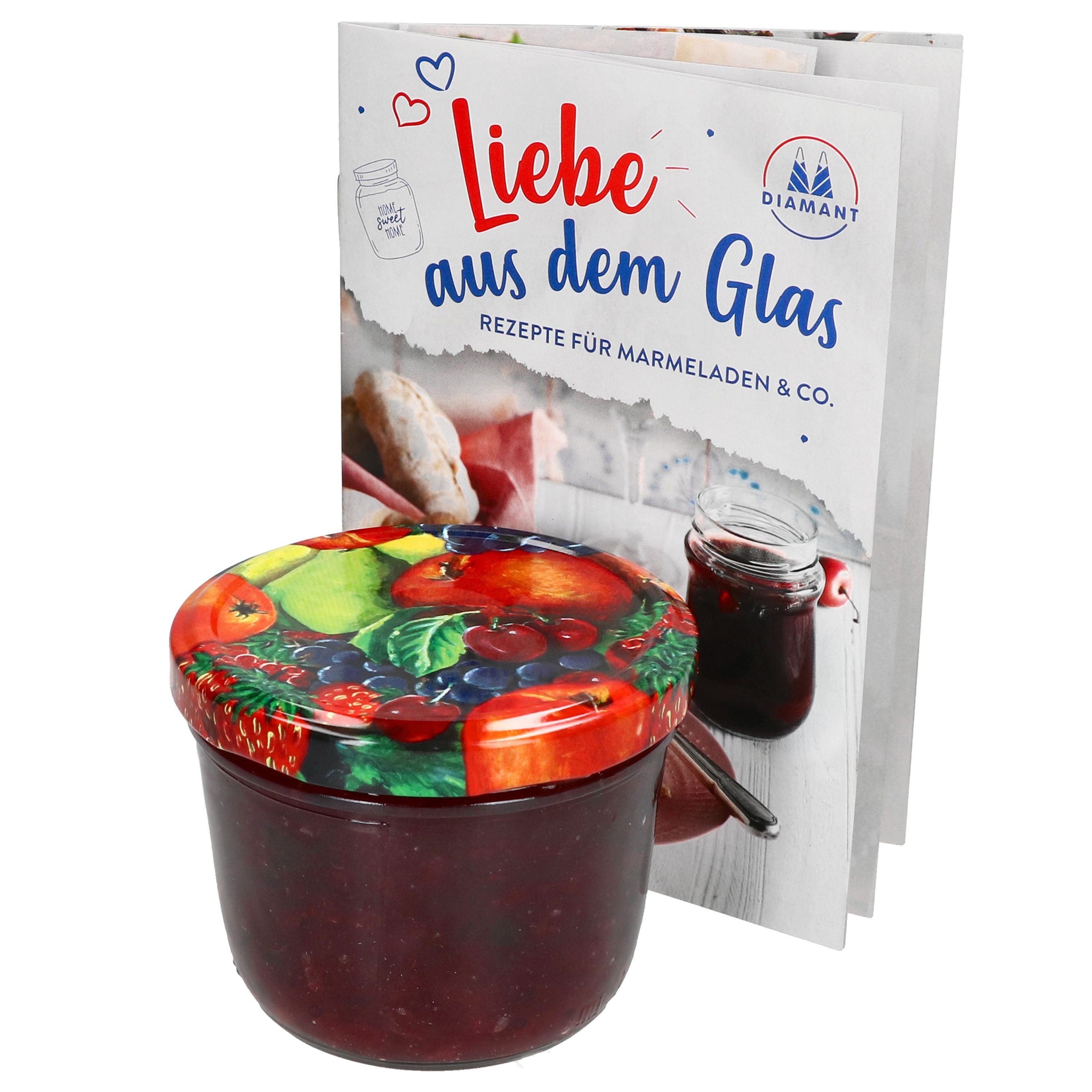 MamboCat Einmachglas 40er Set Sturzglas 230 ml mit Obst Dekor Deckel, Glas