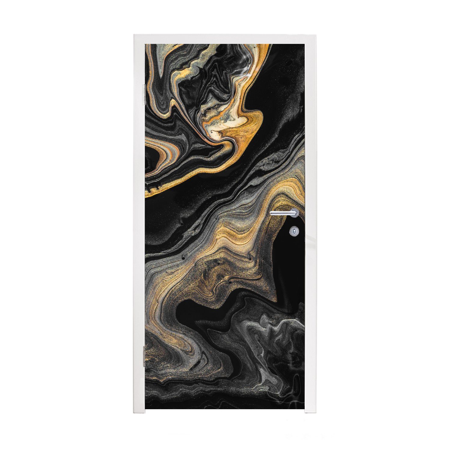MuchoWow Türtapete Marmor - Acryl - Gold - Luxus - Abstrakt, Matt, bedruckt, (1 St), Fototapete für Tür, Türaufkleber, 75x205 cm