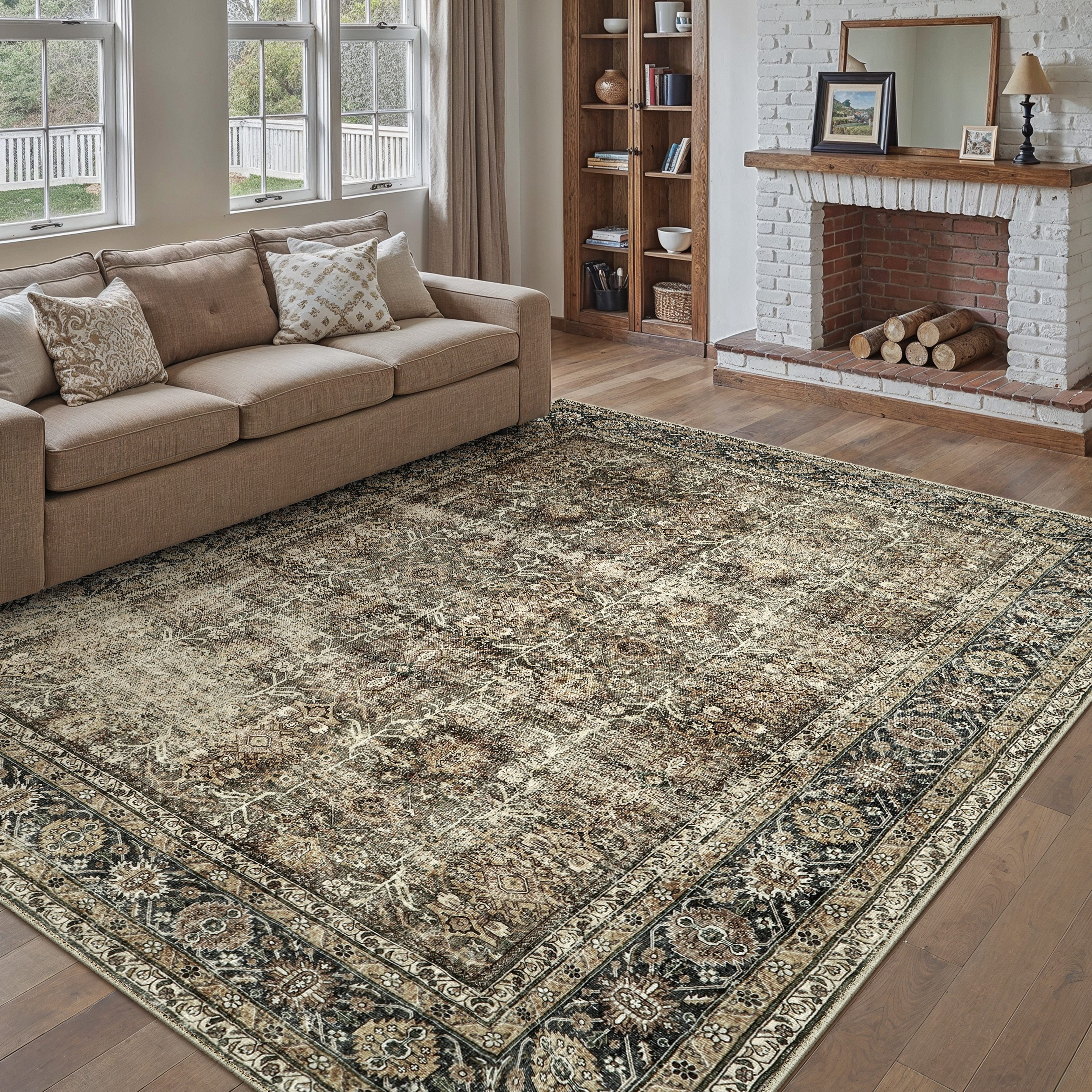 PURECOZY Teppich Wohnzimmerteppich, rutschfester Teppich, Vintage Stil, rec günstig online kaufen