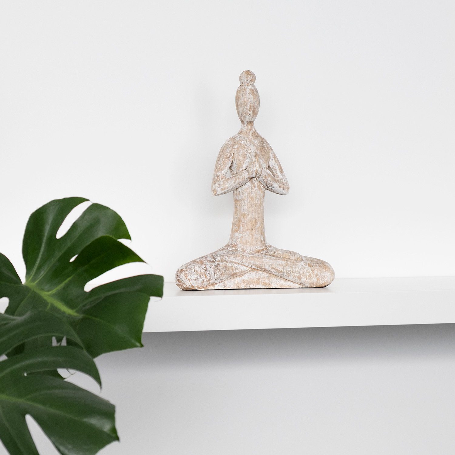 Moritz Skulptur 32x25x8cm, Dekoobjekt Yoga Tischdeko, Holz, Hands Fensterdeko, Wanddeko, Skulptur Holzdeko