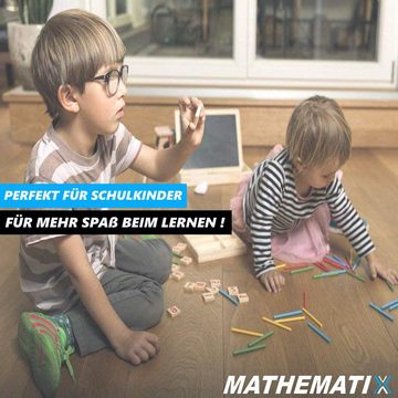 MAVURA Lernspielzeug MATHEMATIX Rechenstäbchen Holz Zählstäbchen Set, Mathematik Bunt mathematisches Spielzeug Zahlenlernspielzeug