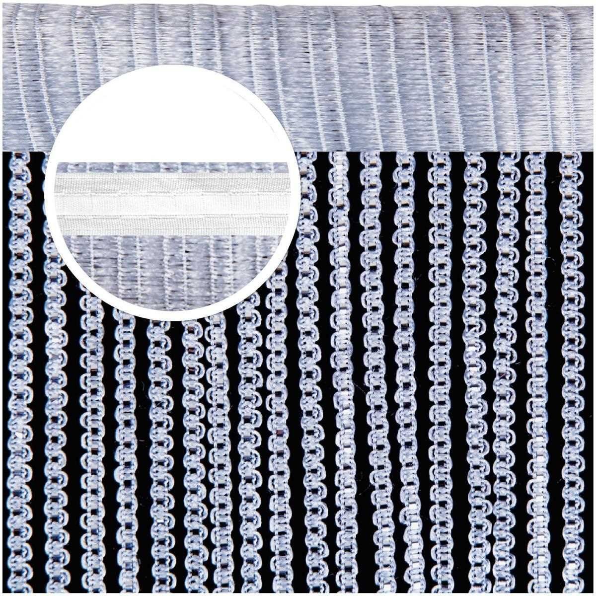 Fadengardine (BxL) x250cm Kräuselband 140cm St), mit Silber transparent, Metallic-Streifen Vorhang, Stangendurchzug Arsvita, (1 und