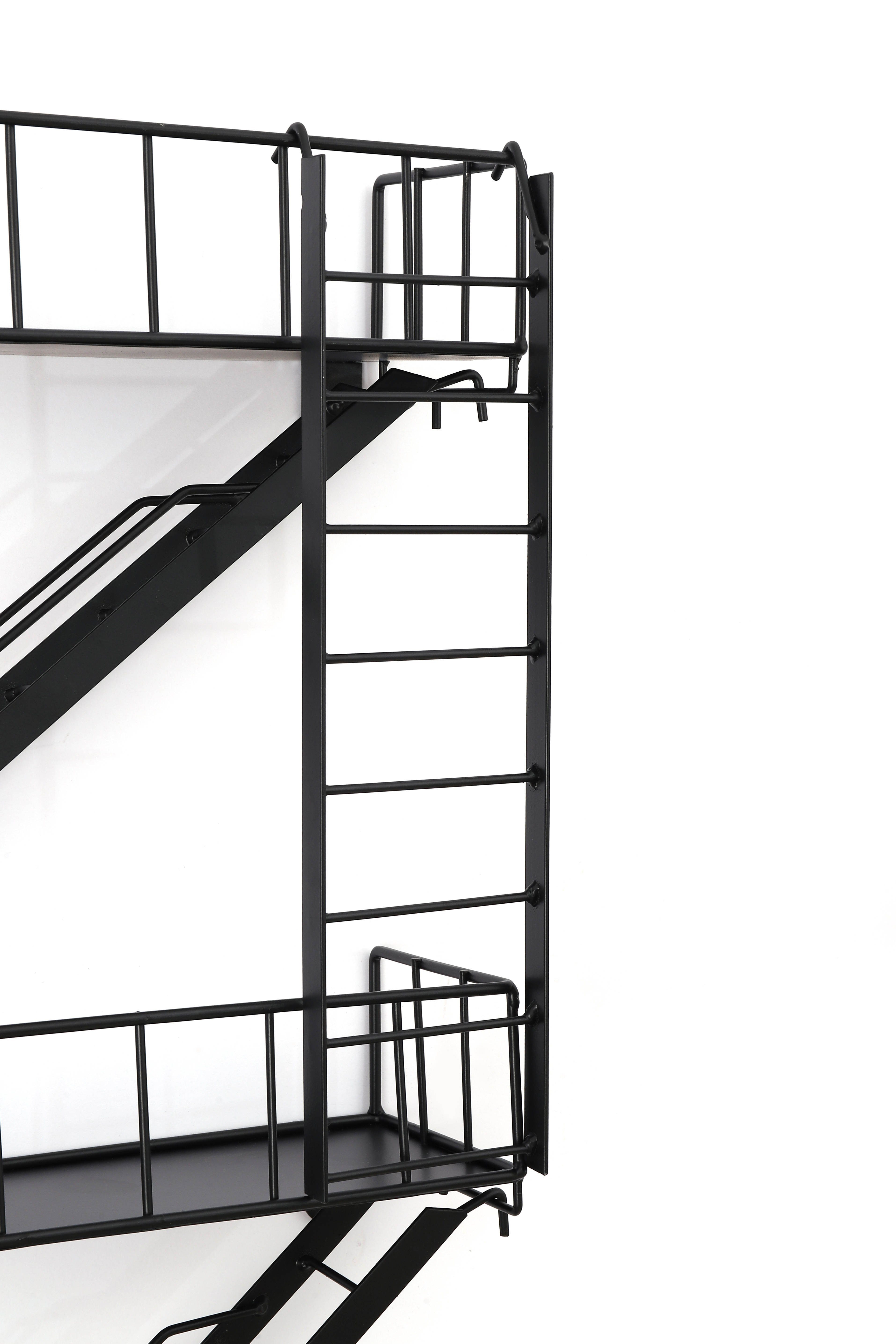 Fire Escape Wandregal – New York Design, 3 Ebenen, Metall, Verstellbar, Für Wohnzimmer & Schlafzimmer