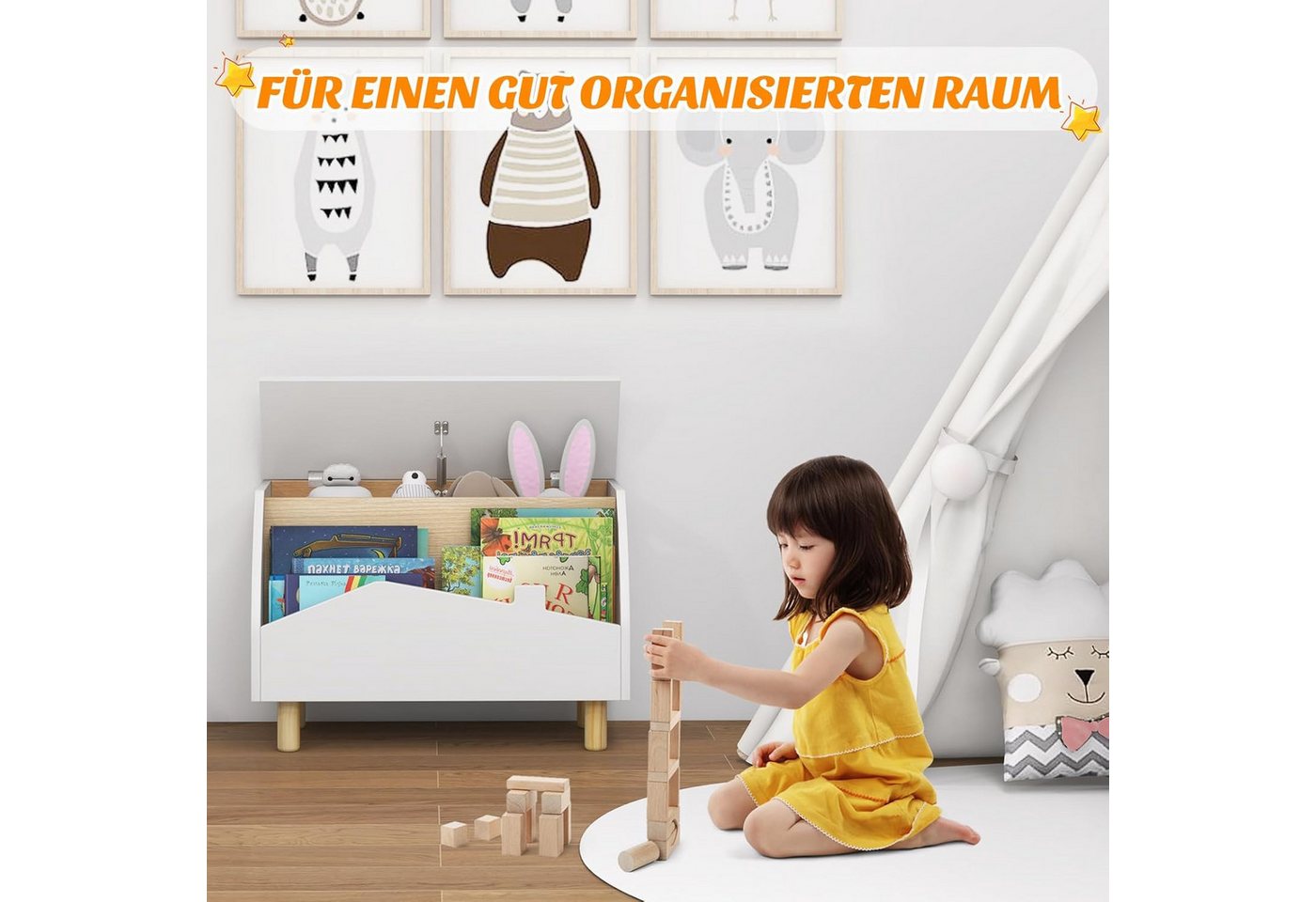 Thumbnail - KOMFOTTEU Aufbewahrungsbox Spielzeugkiste, mit Doppelter Lagerraum