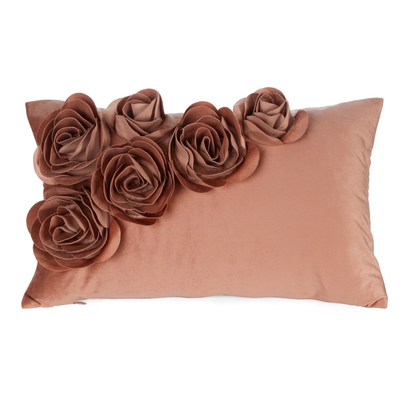 Eurofirany Kissenbezug FLORES, (1 Stück), Dekokissenhülle aus Samt mit 3D-Rosen-Applikation