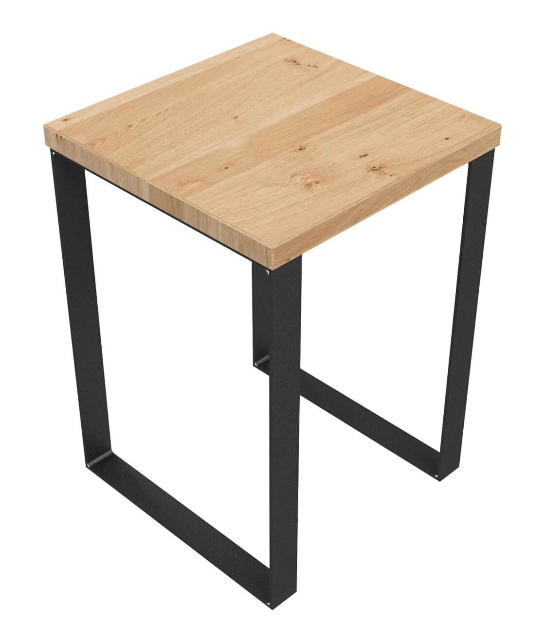KUNSTLOFT Hocker Spatzl 35x47x35 cm, handgefertigter Sitzhocker aus Wildeiche und Metall