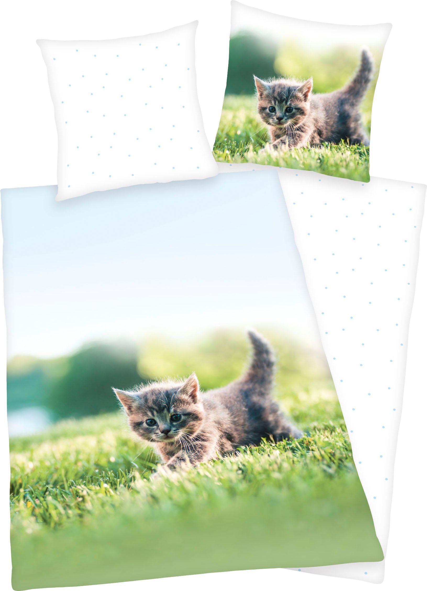 Herding Young Collection Kinderbettwäsche Kätzchen, Renforcé, mit niedlichem Tiermotiv
