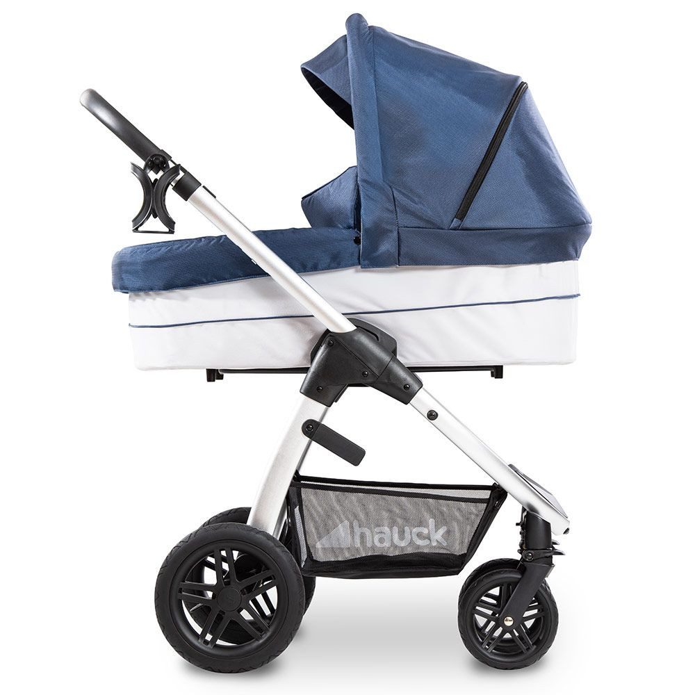 Hauck Kinderwagenaufsatz Saturn R - Denim Silver, Babywanne Tragewanne für Hauck Saturn R Sportwagen