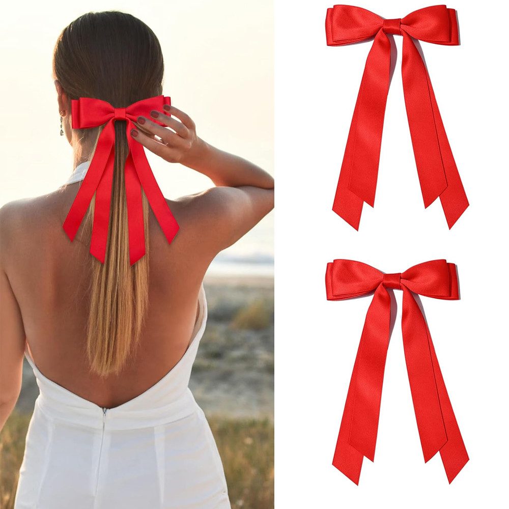nsihing Haarspange Haarschleife Damen, Französische Haarspange Schleife, Schleife Haare, 2-tlg.