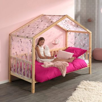 Kindermöbel 24 Hausbett Kedall mit Dach und Rolllattenrost Kiefer