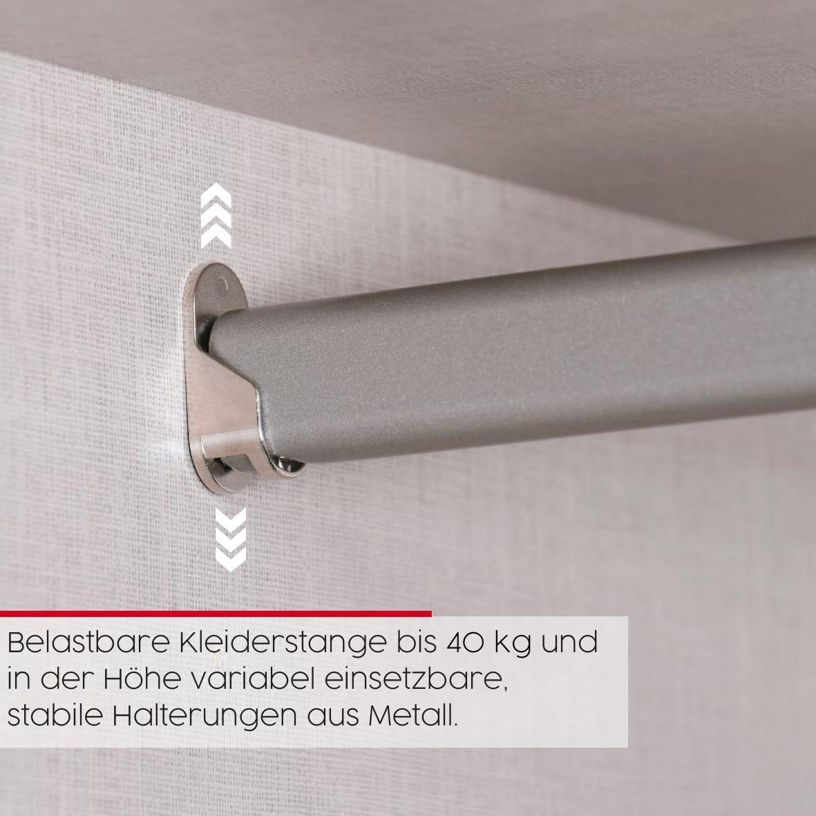 rauch Drehtürenschrank Kleiderschrank Schrank Garderobe Wäscheschrank WAVE (Breiten 247/297 cm, Höhe 222 cm, inkl. SOFT-CLOSE-FUNKTION) in 2 unterschiedlichen Tiefen, mit Soft-Close Funktion MADE IN GERMANY