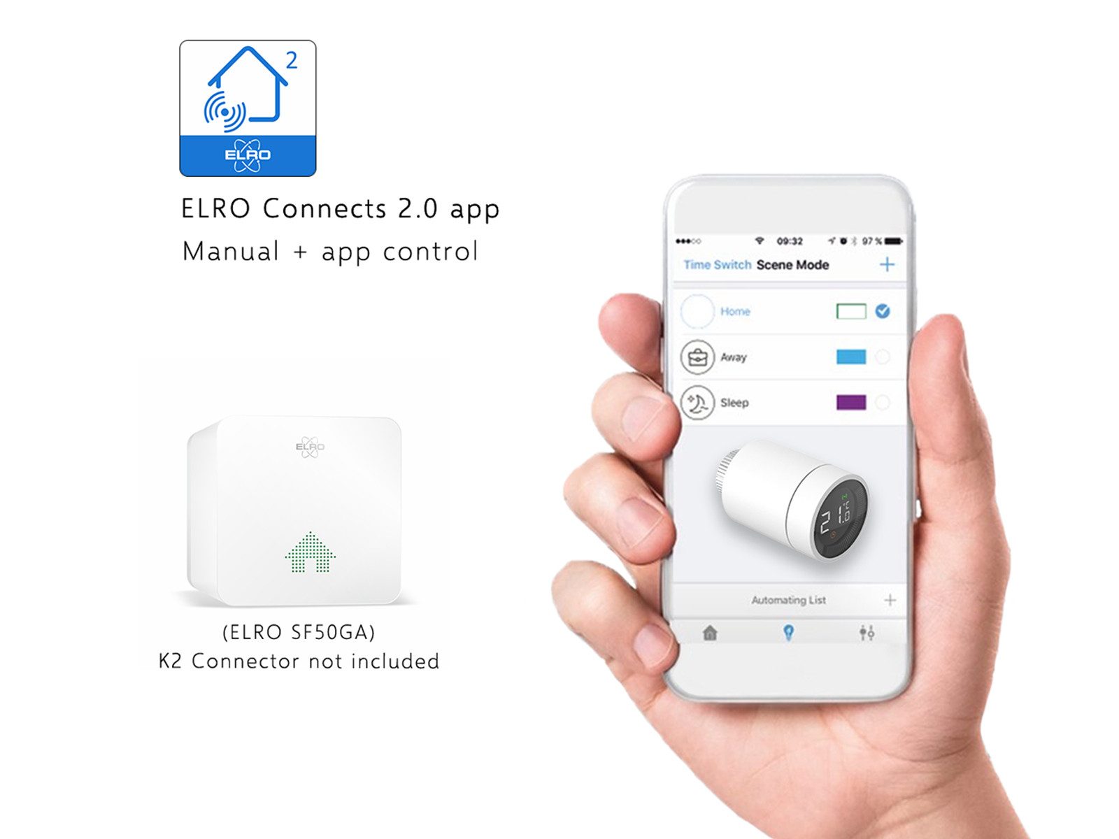 Elro radiator thermostat, (1 pc) Digital thermostats for smart home heating, controllable with app or manually