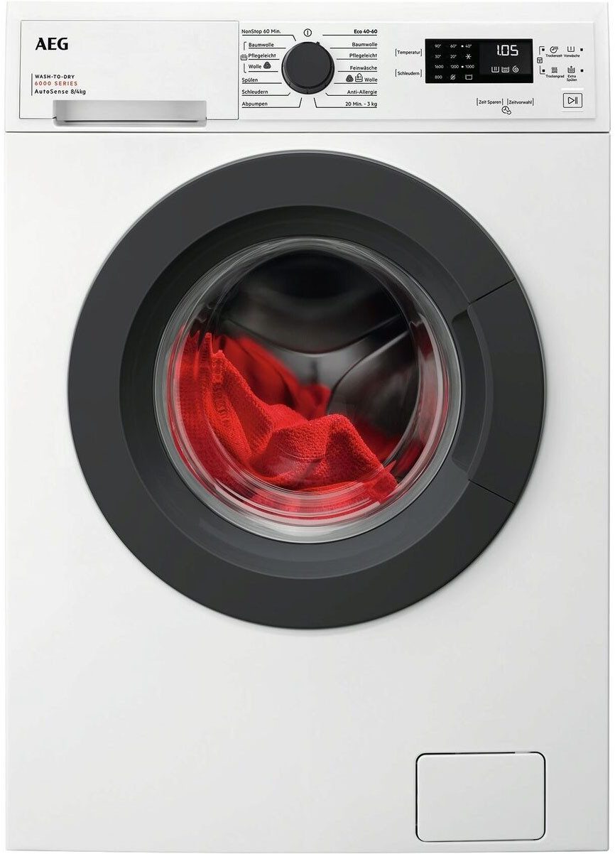 AEG Waschtrockner Serie 6000 LWK6A50680, 8 kg, 4 kg, 1600 U/min, Wash-to-Dry: Per Knopdruck Waschen und Trocknen in einem Durchgang