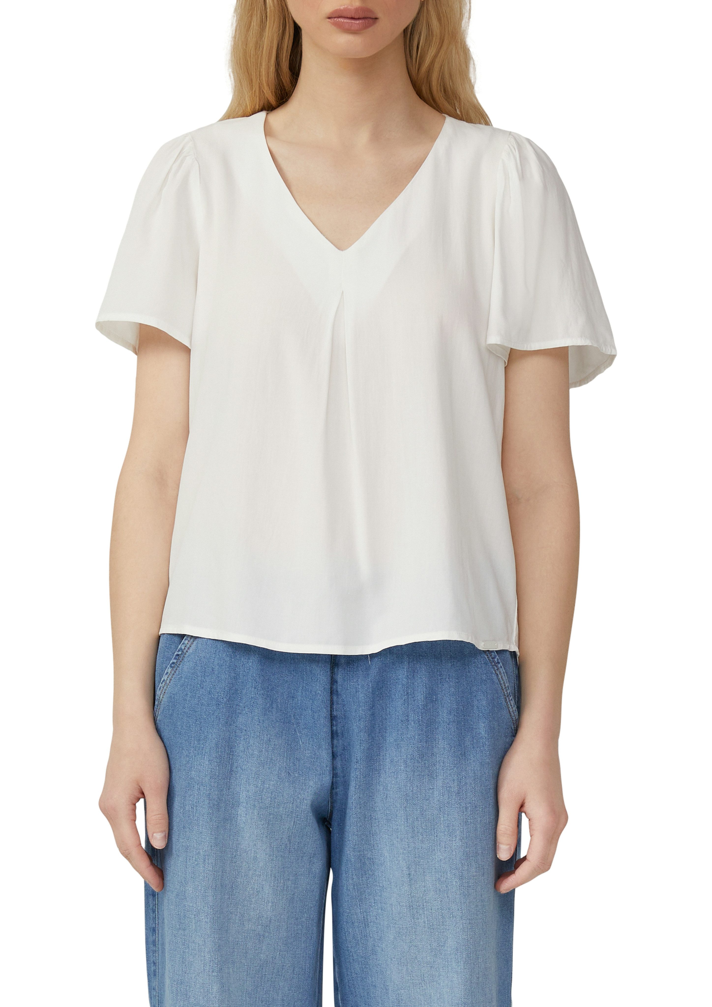 QS Kurzarmbluse mit V-Ausschnitt und aus Viskose