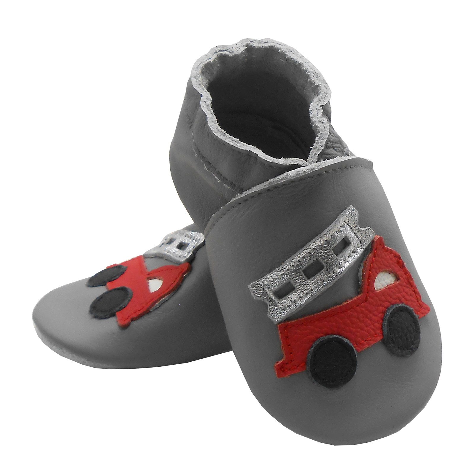 Bemesu Weiche Leder Krabbelschuhe Baby Lauflernschuh Lederpuschen grau Barfußschuh 100 % echtes Leder