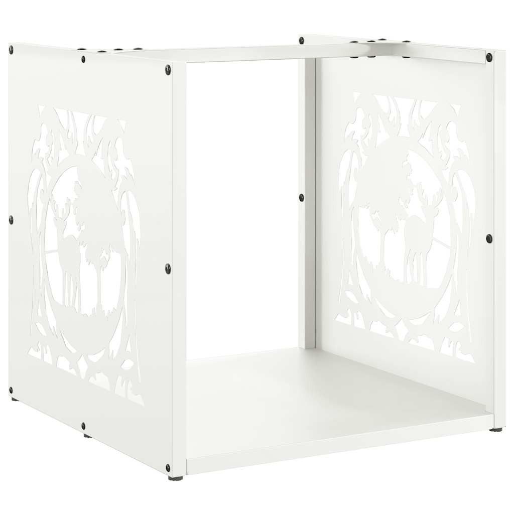 vidaXL Kaminholzregal Brennholzregal Weiß 40x40x40 cm Kaltgewalzter Stahl