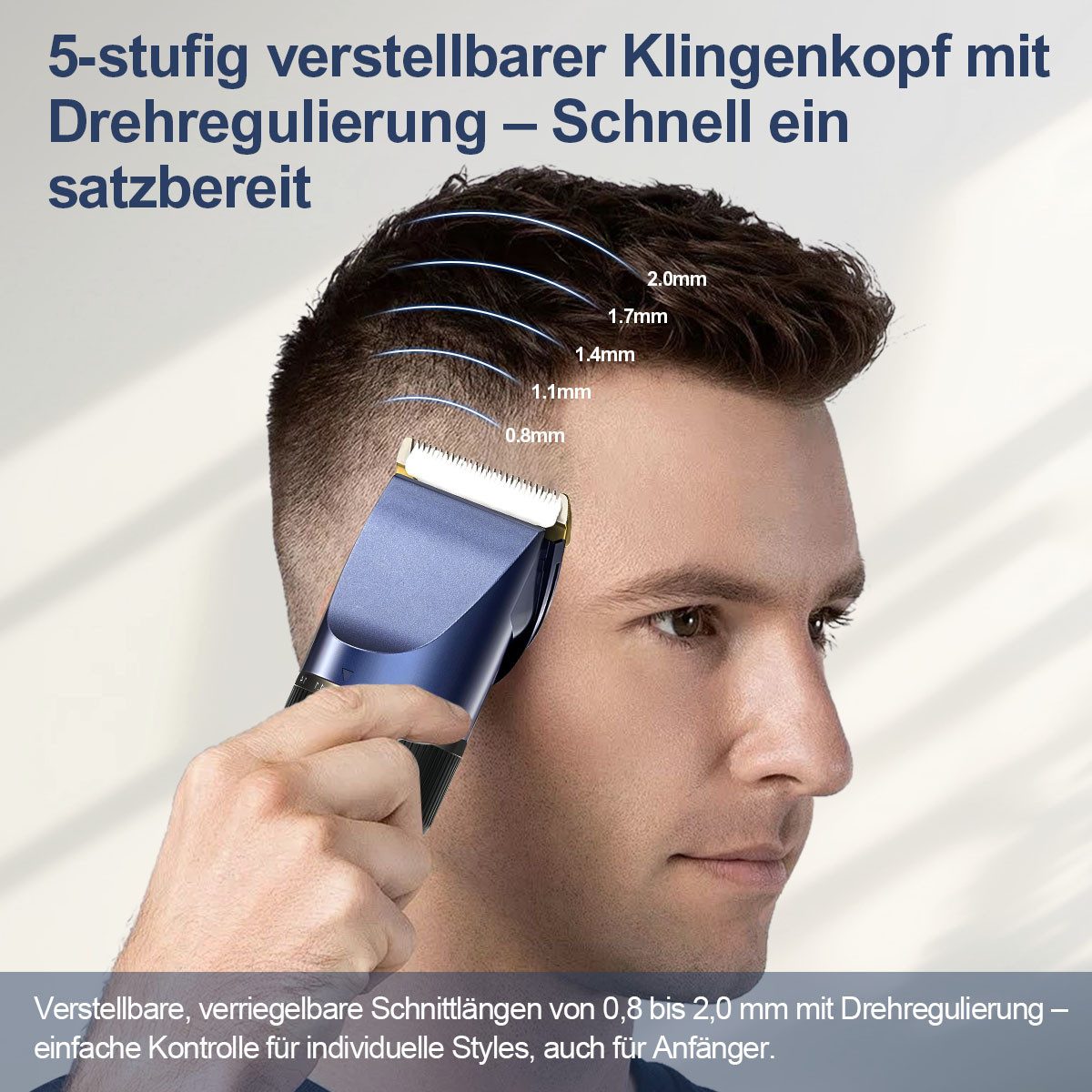 MCURO Haarschneider Akku Haarschneidemaschine mit Taper-Hebel , 0.8-2.0mm Feineinstellung, Profi Clipper Elektrischer Haarschneider für Home DIY Barber Salon – Bild 5 von 5