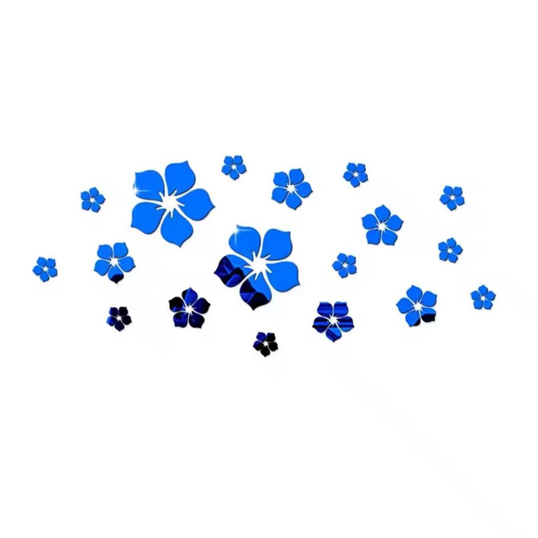 Mrilary Wandspiegel 18 Stück Wandtattoo Acryl Blumen 3D Spiegel Wandaufkleber Wanddeko, Spiegel Wandaufkleber für Wohnzimmer Schlafzimmer Badezimmer Büro