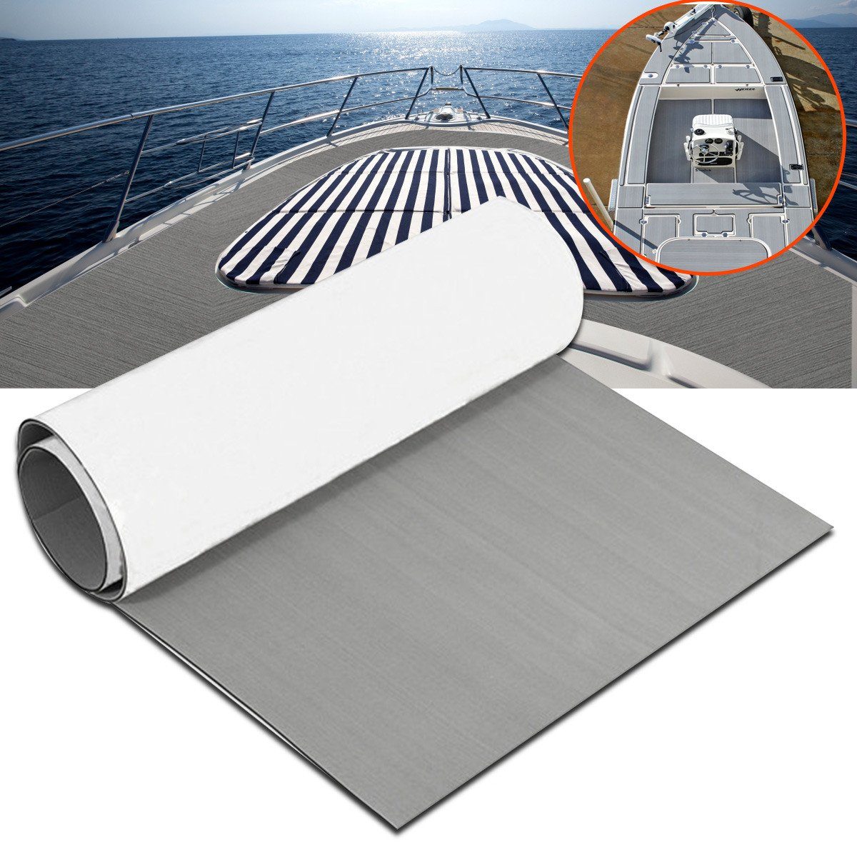ELUTO Bodenmatte 580625, EVA Schaum Bootsboden Decke Selbstklebend Bodenmatte Bodenbelag Fußboden Matte 230X90cm, 5mm für Yacht Boot