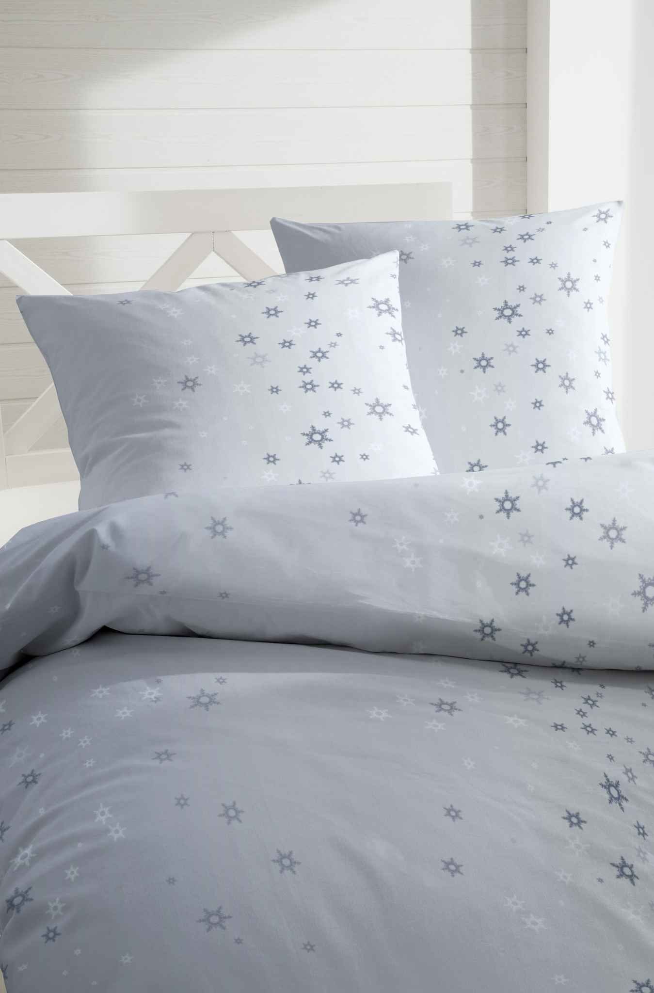 Primera Bettwäsche Hahn Feinbiber Bettwäsche Blau Sterne, Feinbiber, 2 teil günstig online kaufen