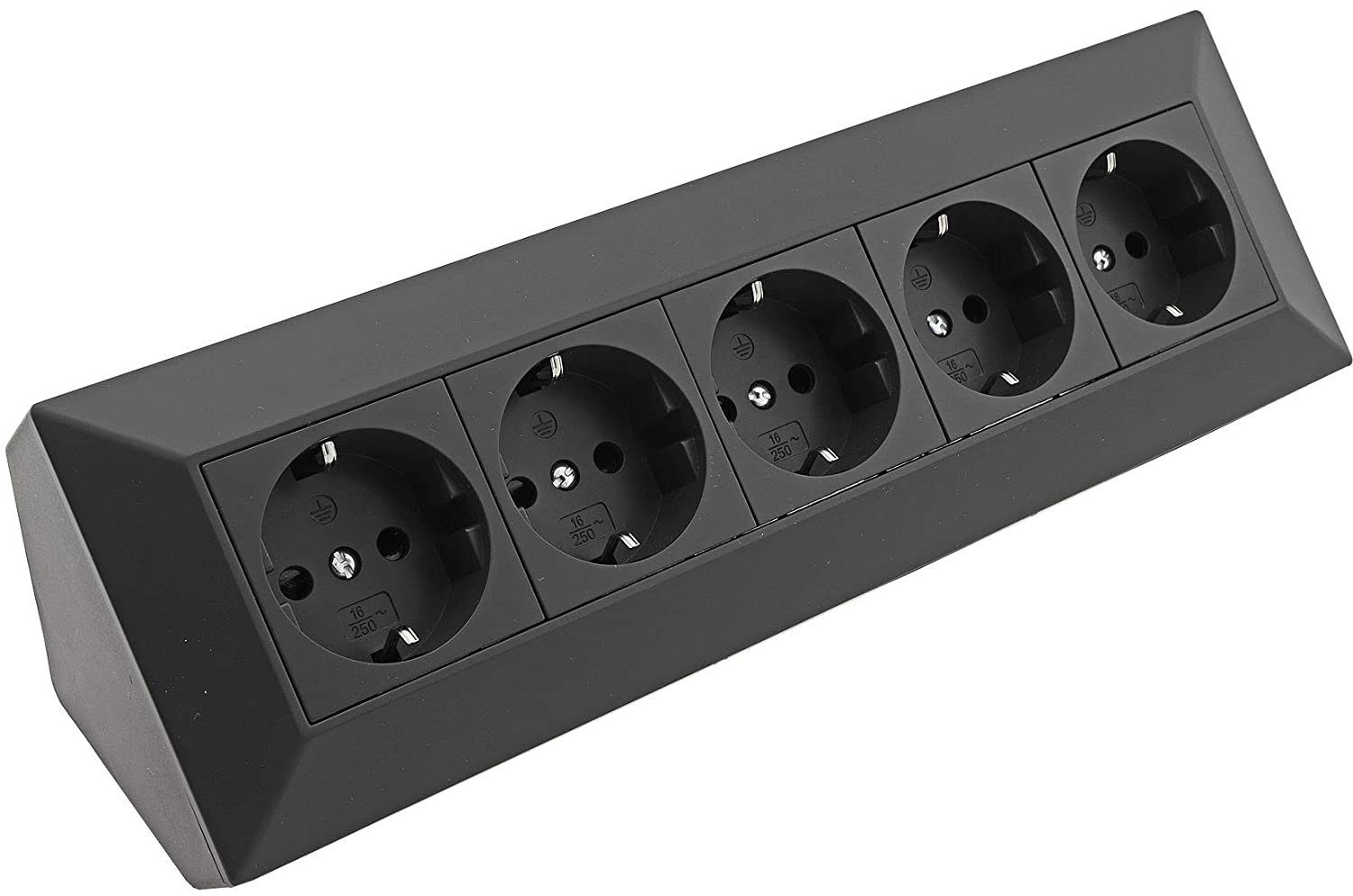 ChiliTec 5-fach Steckdosenblock, schwarz Mehrfachsteckdose