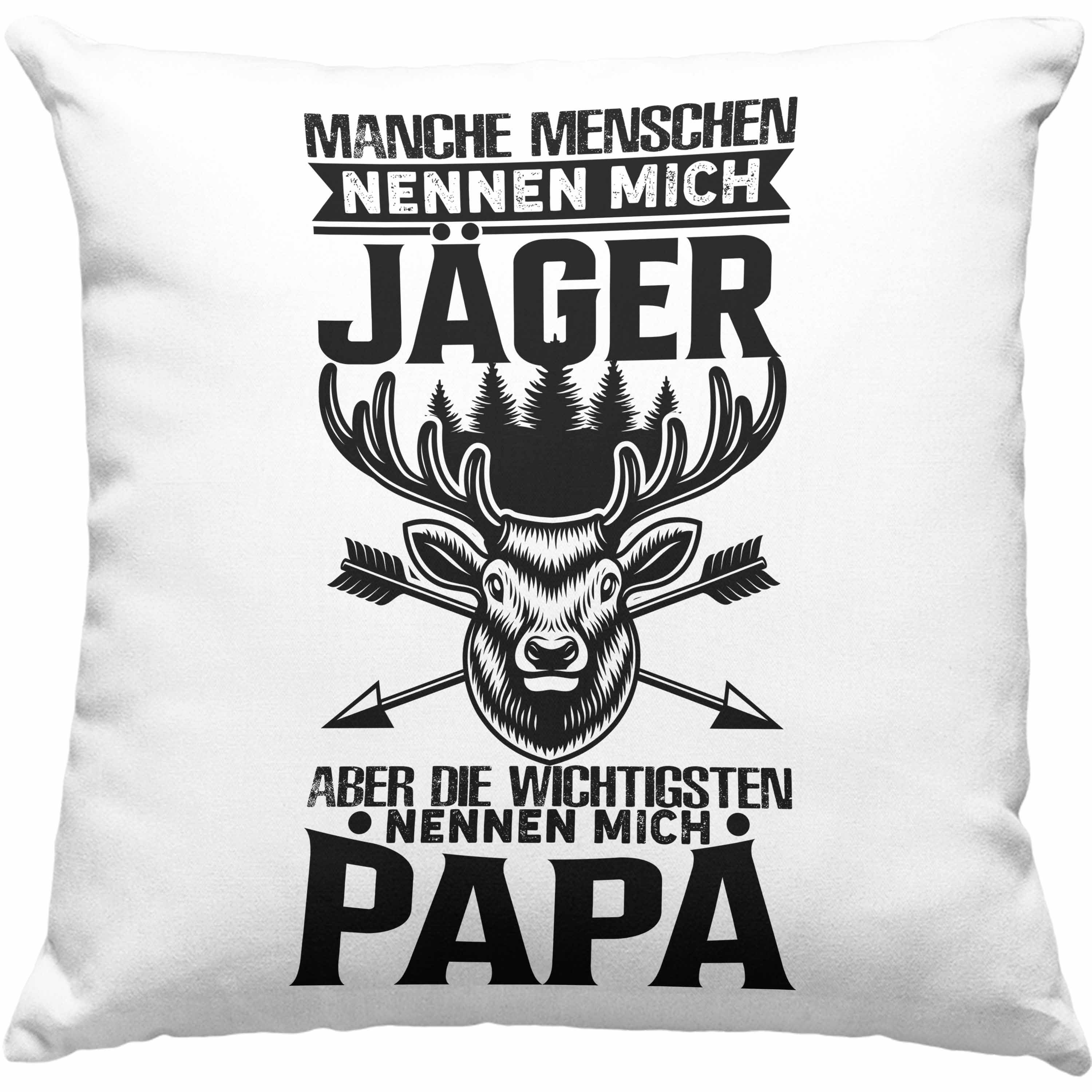 Trendation Dekokissen Trendation - Jäger Papa Vater Geschenke für Männer Kissen Geschenkidee Vatertag Dekokissen mit Füllung 40x40 Grün